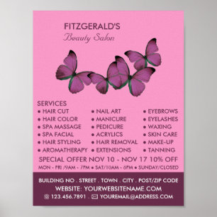 Purple Butterflies, Beautician, Beauty Salon Poster