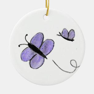 Purple Butterflies  Ceramic Ornament
