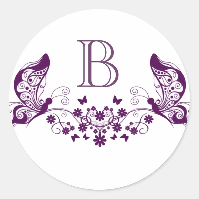 Purple Butterflies Classic Round Sticker (Front)