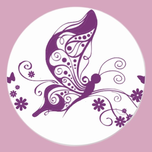 Purple Butterflies Classic Round Sticker (Creator Uploaded)