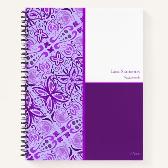 Purple Butterflies Custom Notebook  (Front)