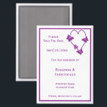 Purple Butterflies Heart Design Wedding Magnet<br><div class="desc">Wedding save the date magnet butterfly heart design. Customise this purple coloured wedding save the date magnet with your wedding details. Should you require any help with customising then contact us through the link on this page. Purple coloured butterfly and heart design personalised wedding save the date magnet</div>
