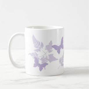 Purple Butterflies Lavender Ferns Coffee Mug