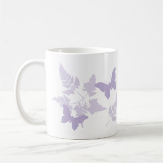 Purple Butterflies Lavender Ferns Coffee Mug