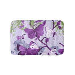 Purple Butterflies on a Branch Bath Mat