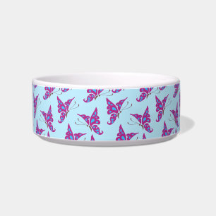 Purple Butterflies on Light Blue, Butterfly Print Bowl