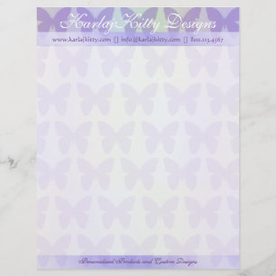 Purple Butterflies Personalised Letterhead