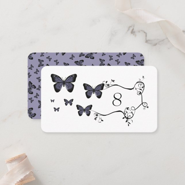 Purple Butterflies Place Card (Front/Back In Situ)