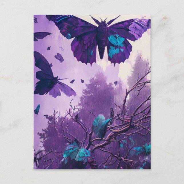 Purple Butterflies Postcard (Front)