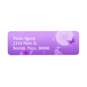 Purple Butterflies Return Address Label