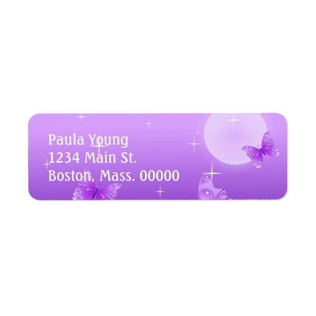 Purple Butterflies Return Address Label (Front)
