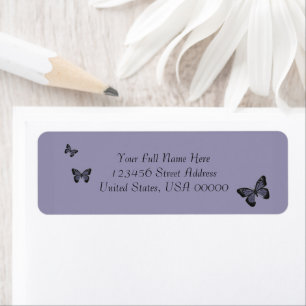 Purple Butterflies Return Address Label