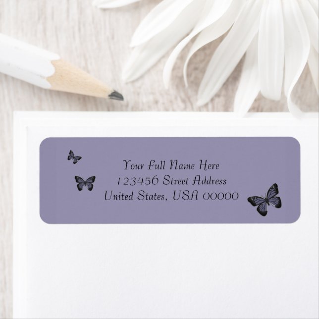 Purple Butterflies Return Address Label (Insitu)