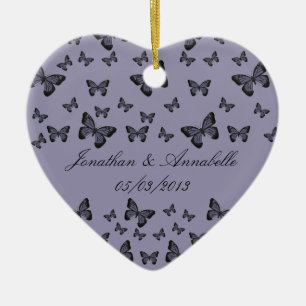 Purple Butterflies Save The Date Ceramic Ornament