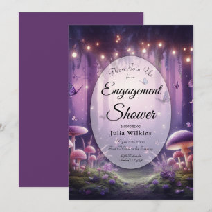 Purple Butterflies Starlit Skies Engagement Shower Invitation