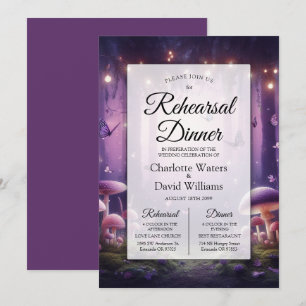 Purple Butterflies Starlit Skies Rehearsal Dinner Invitation
