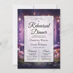 Purple Butterflies Starlit Skies Rehearsal Dinner Invitation