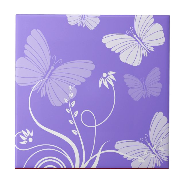 Purple butterflies Tile (Front)