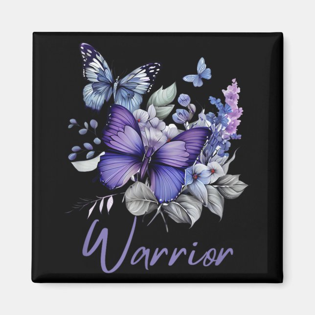 Purple Butterflies Warrior Suicide Prevention Awar Magnet (Front)