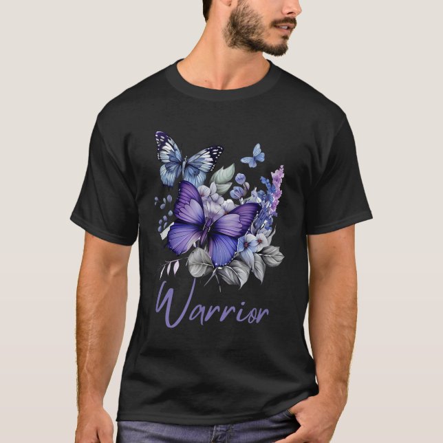 Purple Butterflies Warrior Suicide Prevention Awar T-Shirt (Front)