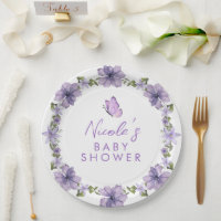 Purple Butterflies Watercolor Wildflower Baby Show
