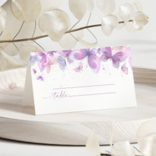 Purple Butterflies Wedding Place Card
