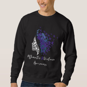 Purple Butterflies with a Ribbon Domestic Violence Sweatshirt