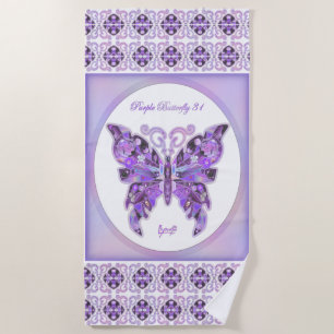 Purple Butterfly 31 Beach Towel