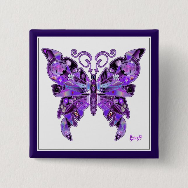 Purple Butterfly 31 Button (Front)