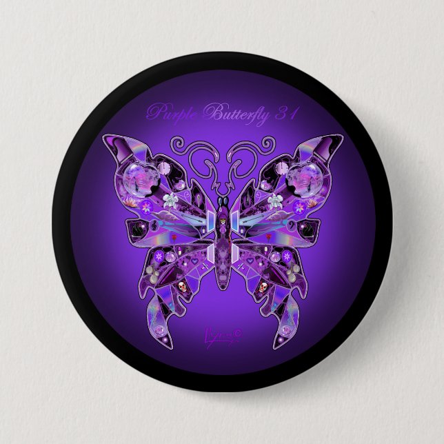 Purple Butterfly 31 Button (Front)
