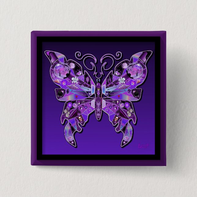 Purple Butterfly 31 Button (Front)