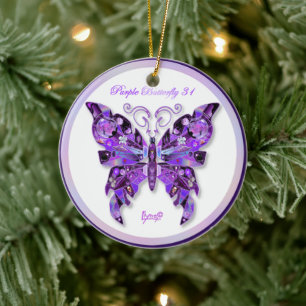 Purple Butterfly 31 Ceramic Ornament