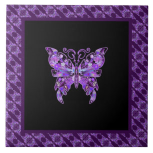 Purple Butterfly 31 Ceramic Tile
