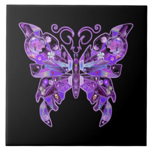 Purple Butterfly 31 Ceramic Tile