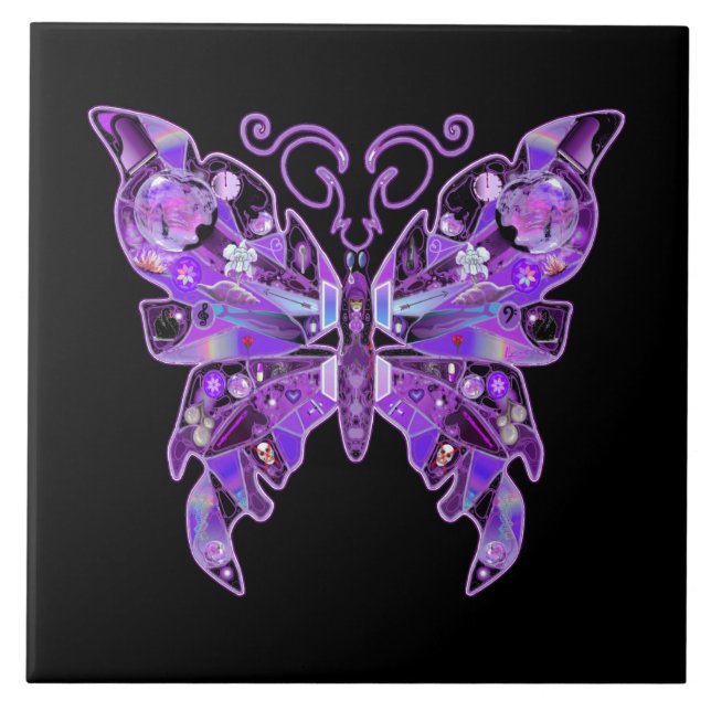 Purple Butterfly 31 Ceramic Tile (Front)