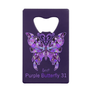 Purple Butterfly 31 Credit Card Bottle Opener