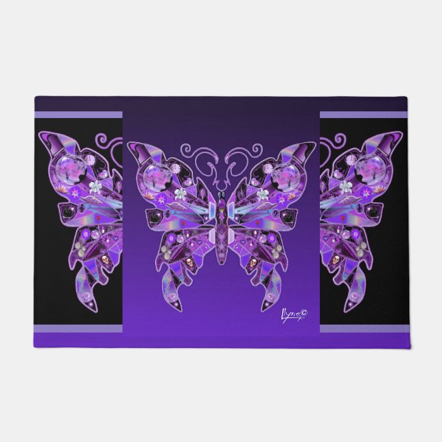 Purple Butterfly 31 Doormat (Front)