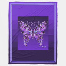 Purple Butterfly 31 Fleece Blanket