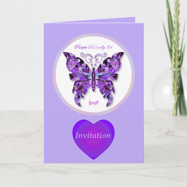 Purple Butterfly 31 invitation (Front)