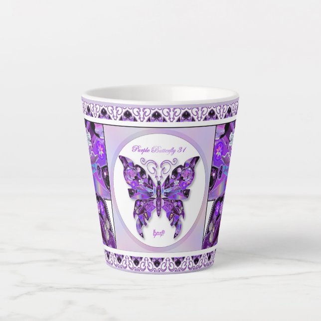 Purple Butterfly 31 Latte Mug (Front)