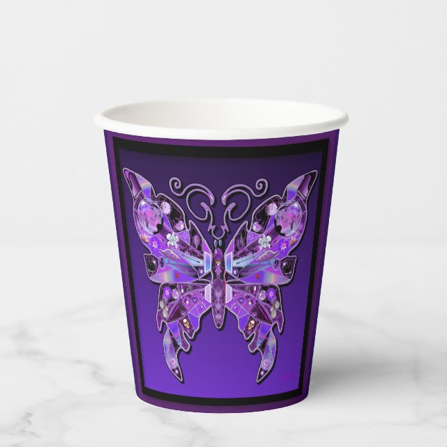 Purple Butterfly 31 Paper Cups (Front)