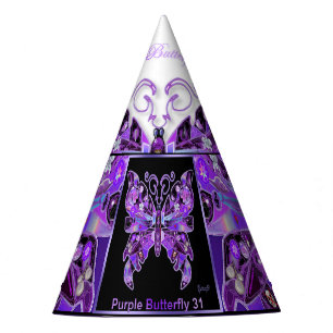 Purple Butterfly 31 Party Hat
