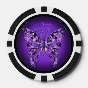 Purple butterfly 31 poker chips