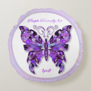 Purple Butterfly 31 Round Pillow