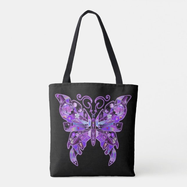 Purple Butterfly 31 Tote Bag (Back)