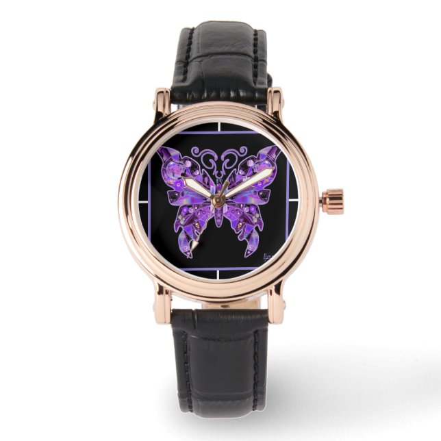 Purple Butterfly 31  Watch (Front)