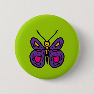 purple butterfly 6 cm round badge