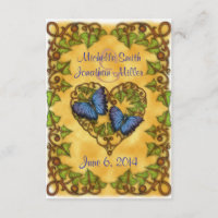 Purple Butterfly and Ivy Heart RSVP Card