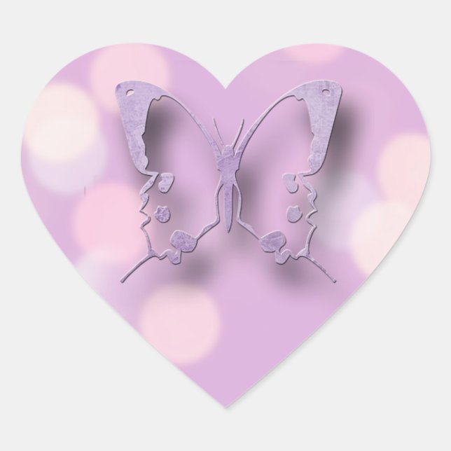 Purple Butterfly and Rainbow Heart Sticker (Front)