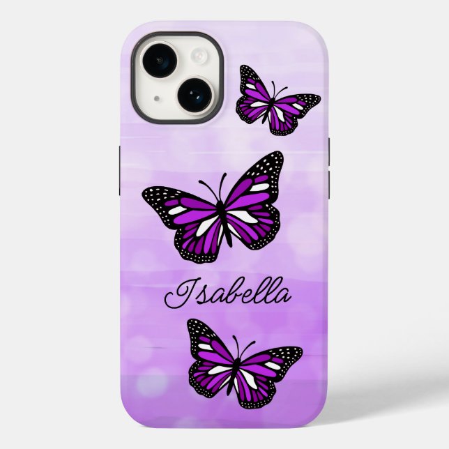 Purple Butterfly and Your Name Personalised    Case-Mate iPhone Case (Back)